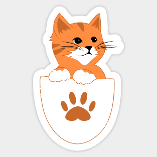 A cute kitten inside a pocket the perfect gift for cat lover Sticker